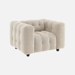 Sillón tapizado en tejido borreguito