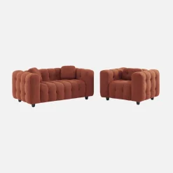 Sillón tapizado en tejido borreguito