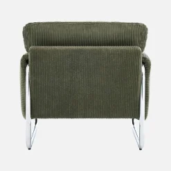 Sillón vintage de pana con estructura cromada