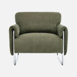 Sillón vintage de pana con estructura cromada