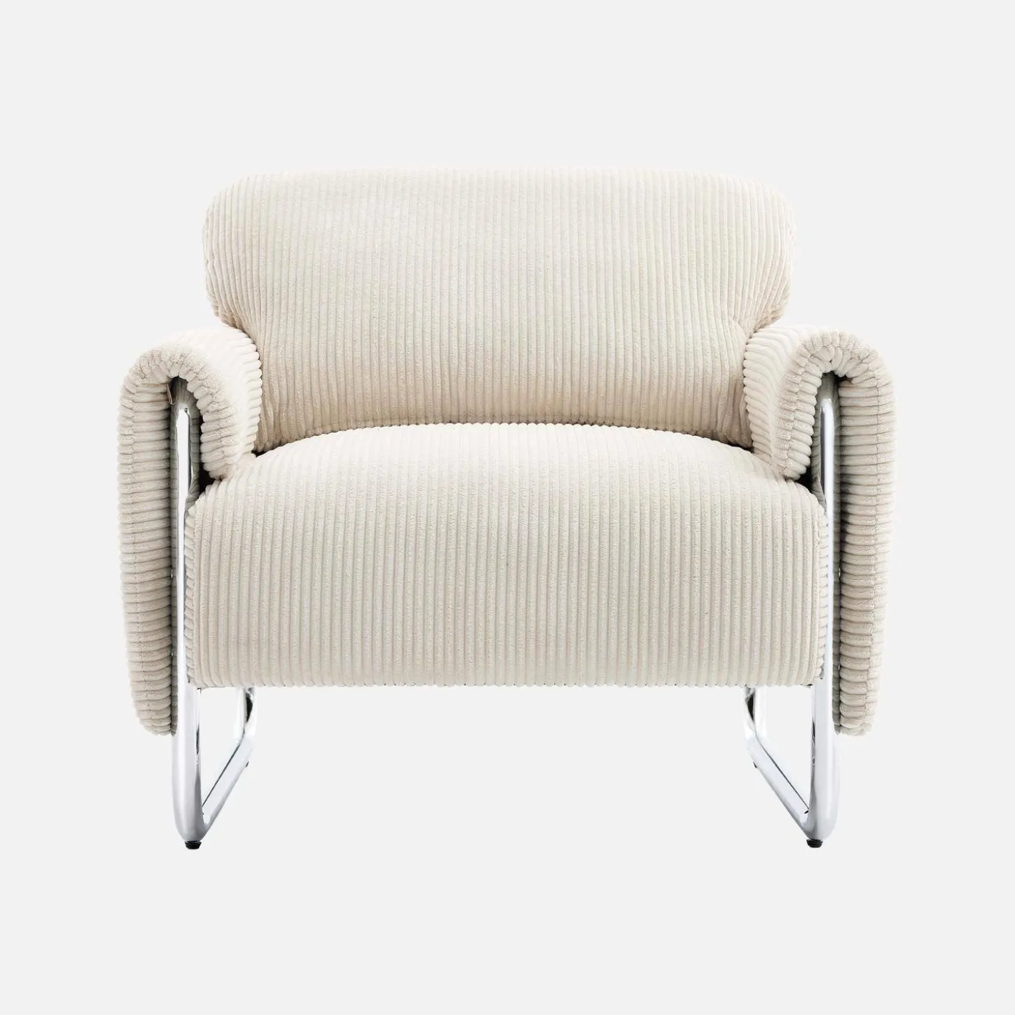 Sillón vintage de pana con estructura cromada