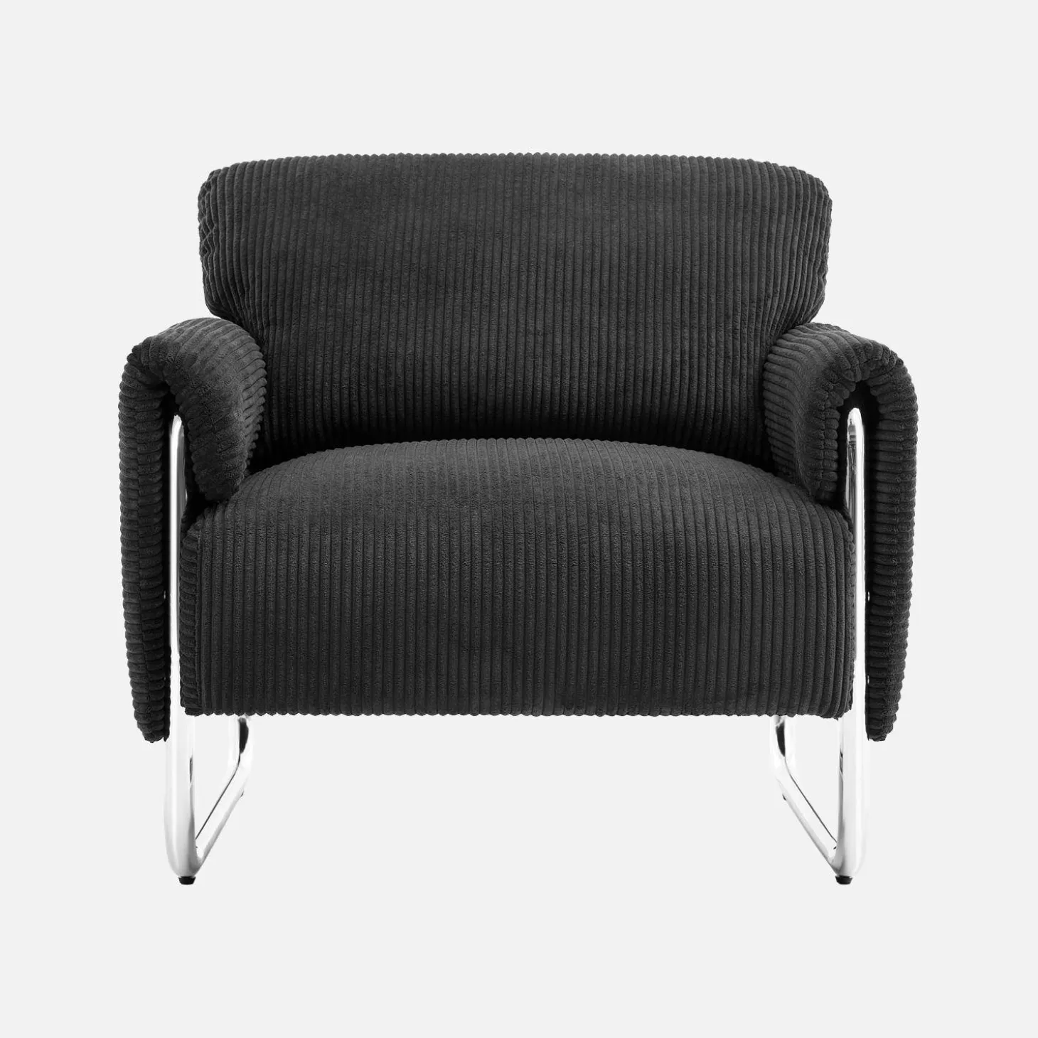 Sillón vintage de pana con estructura cromada