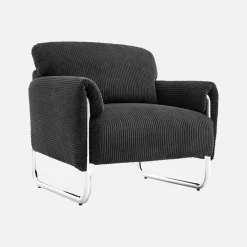 Sillón vintage de pana con estructura cromada