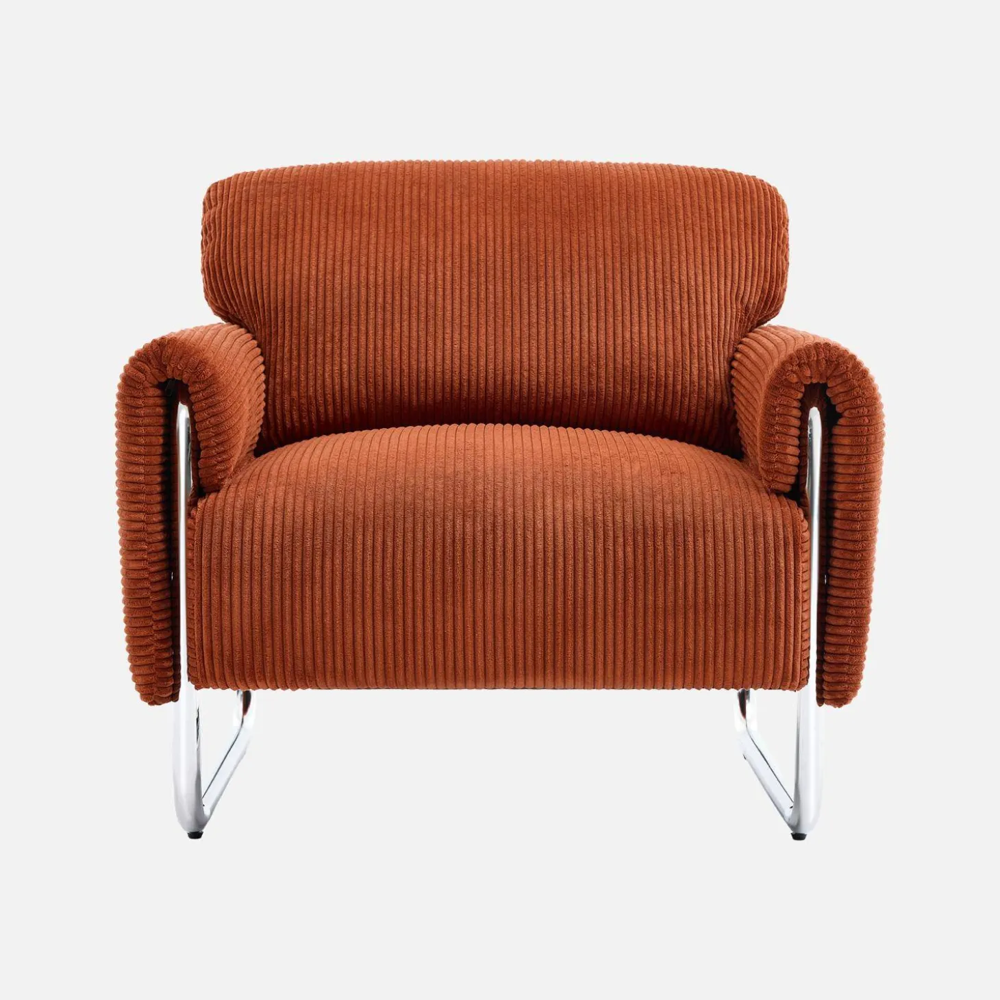 Sillón vintage de pana con estructura cromada