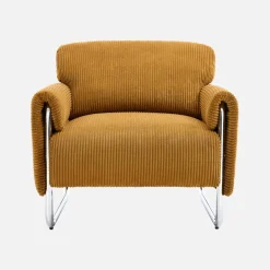 Sillón vintage de pana con estructura cromada