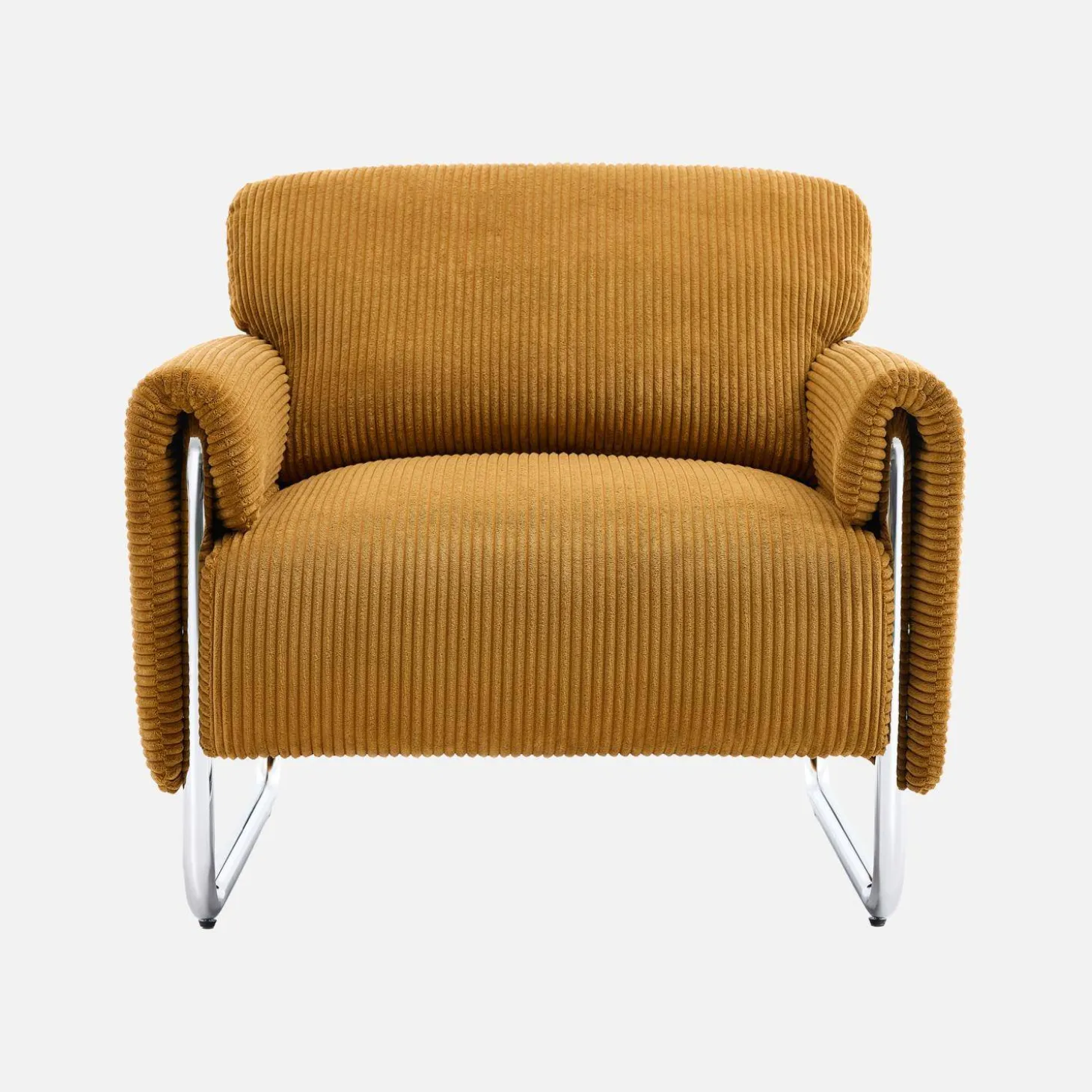 Sillón vintage de pana con estructura cromada