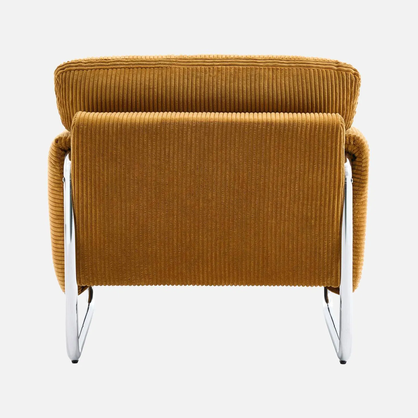 Sillón vintage de pana con estructura cromada