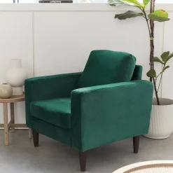 Sillón vintage de terciopelo con patas de madera
