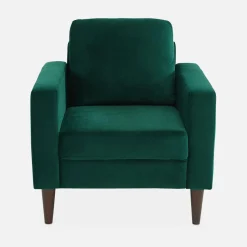 Sillón vintage de terciopelo con patas de madera