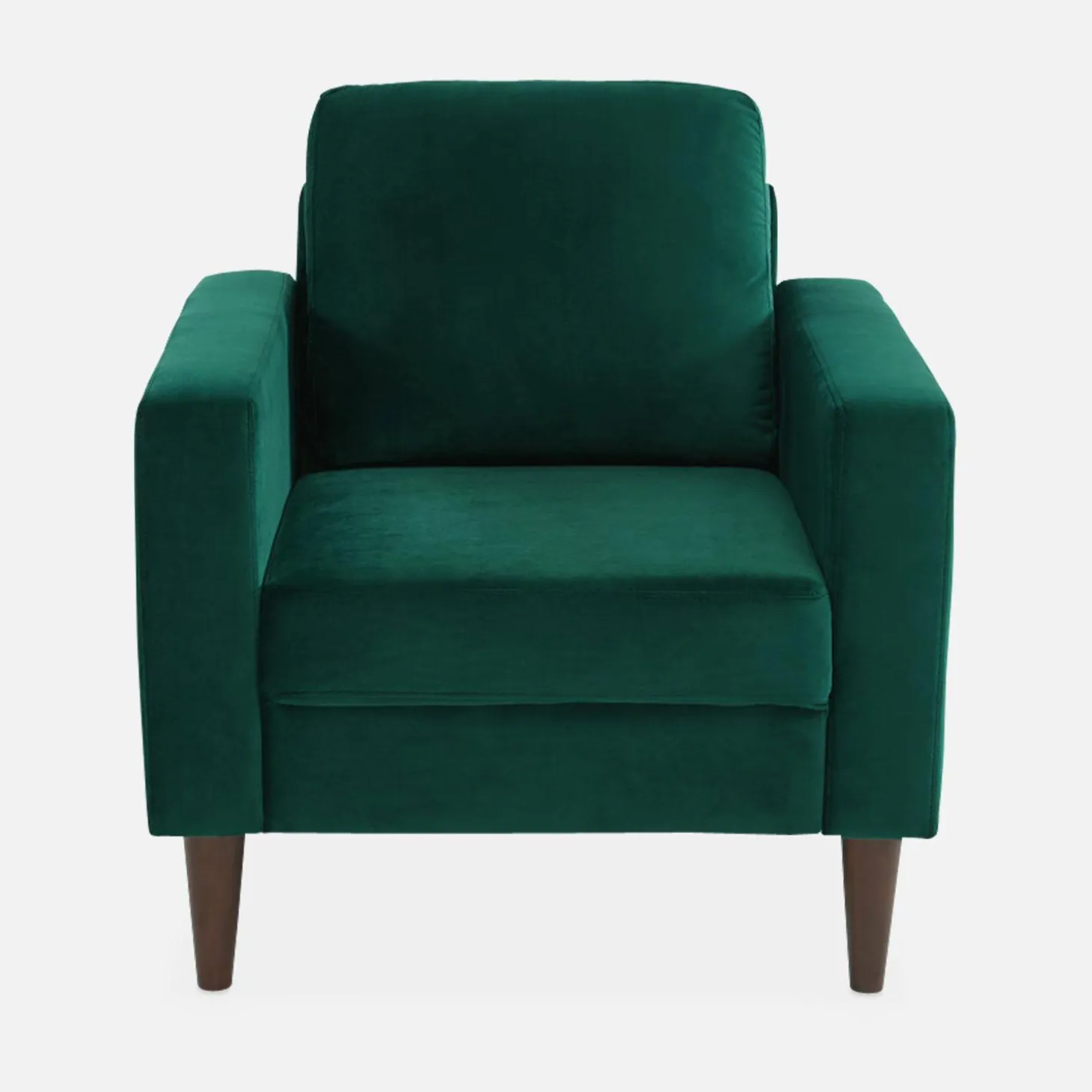 Sillón vintage de terciopelo con patas de madera