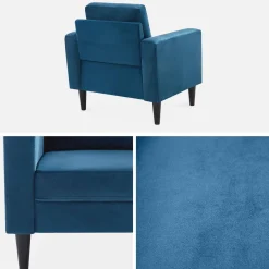 Sillón vintage de terciopelo con patas de madera