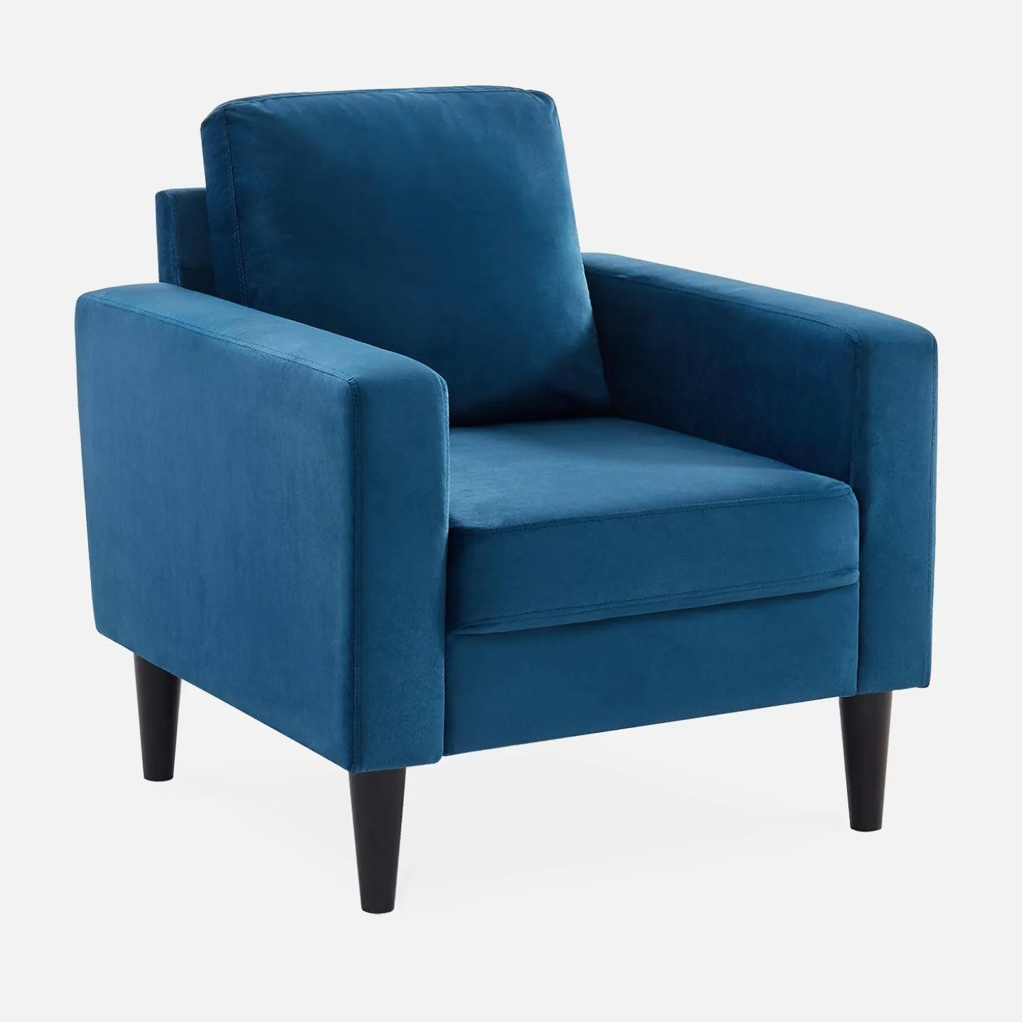 Sillón vintage de terciopelo con patas de madera