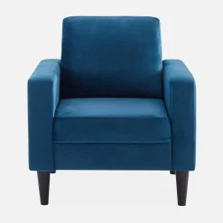 Sillón vintage de terciopelo con patas de madera