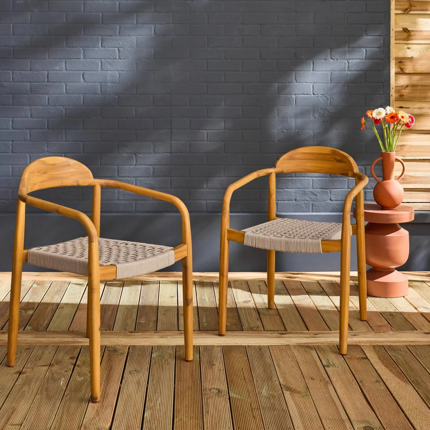 Sillon de madera de acacia, set de 2