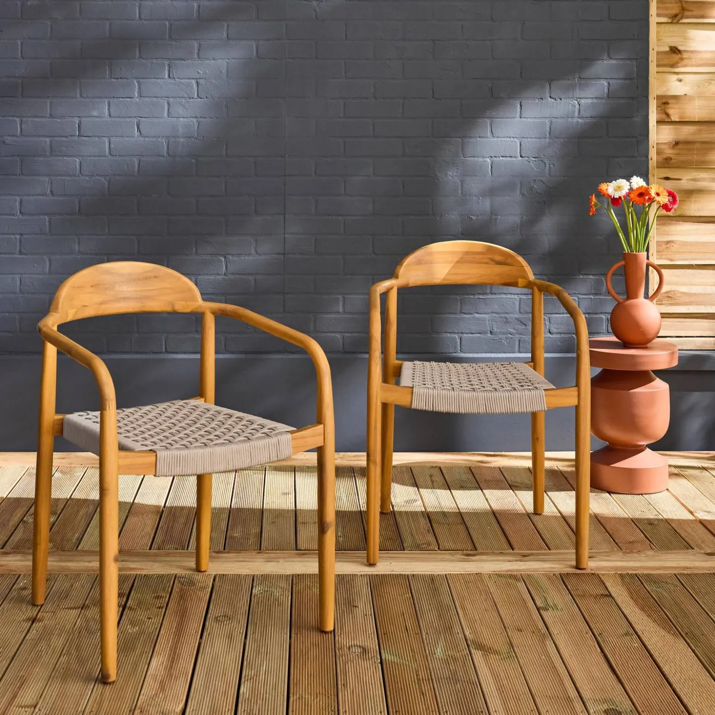 Sillon de madera de acacia, set de 2