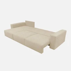 Sofá cama esquinero de tela chenilla, 3 plazas