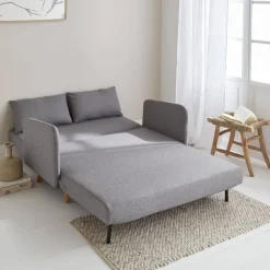 Sofá cama con patas de madera de 2 plazas