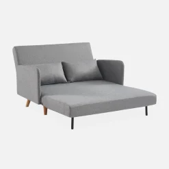Sofá cama con patas de madera de 2 plazas