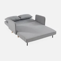 Sofá cama con patas de madera de 2 plazas
