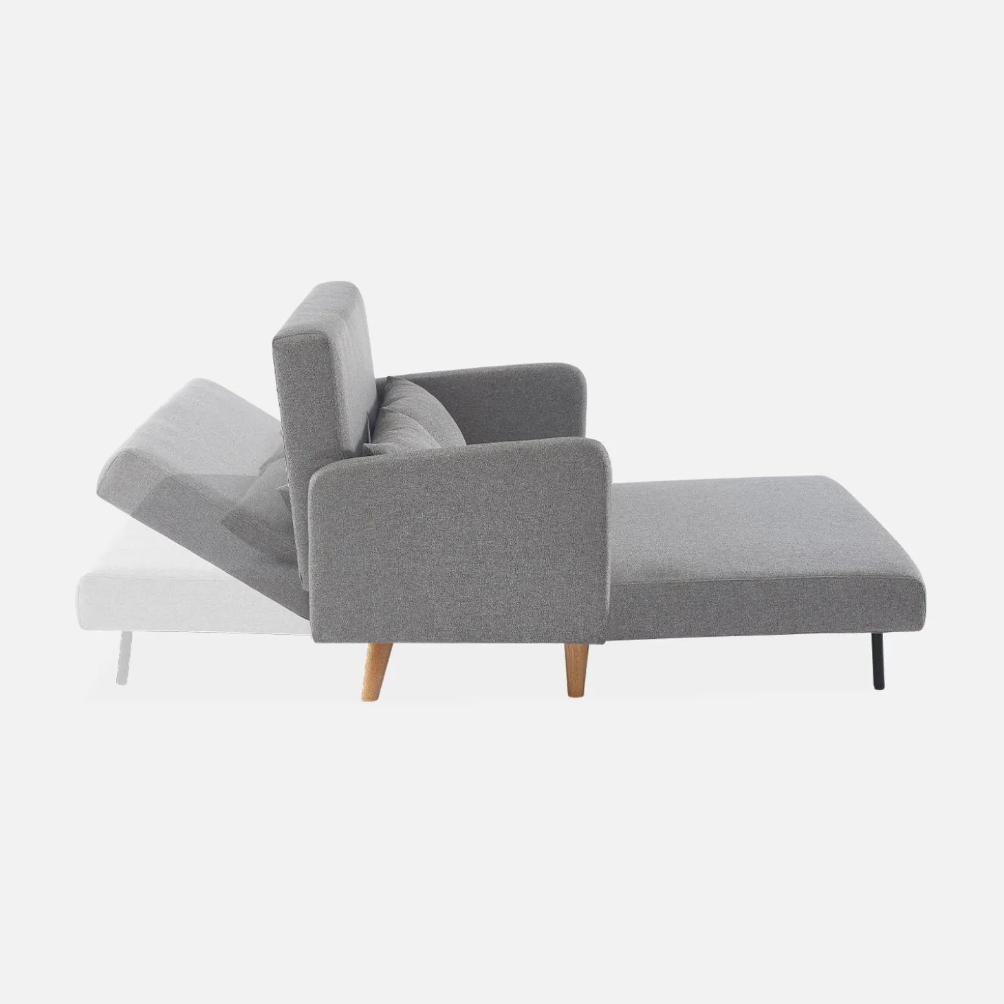 Sofá cama con patas de madera de 2 plazas