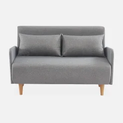 Sofá cama con patas de madera de 2 plazas