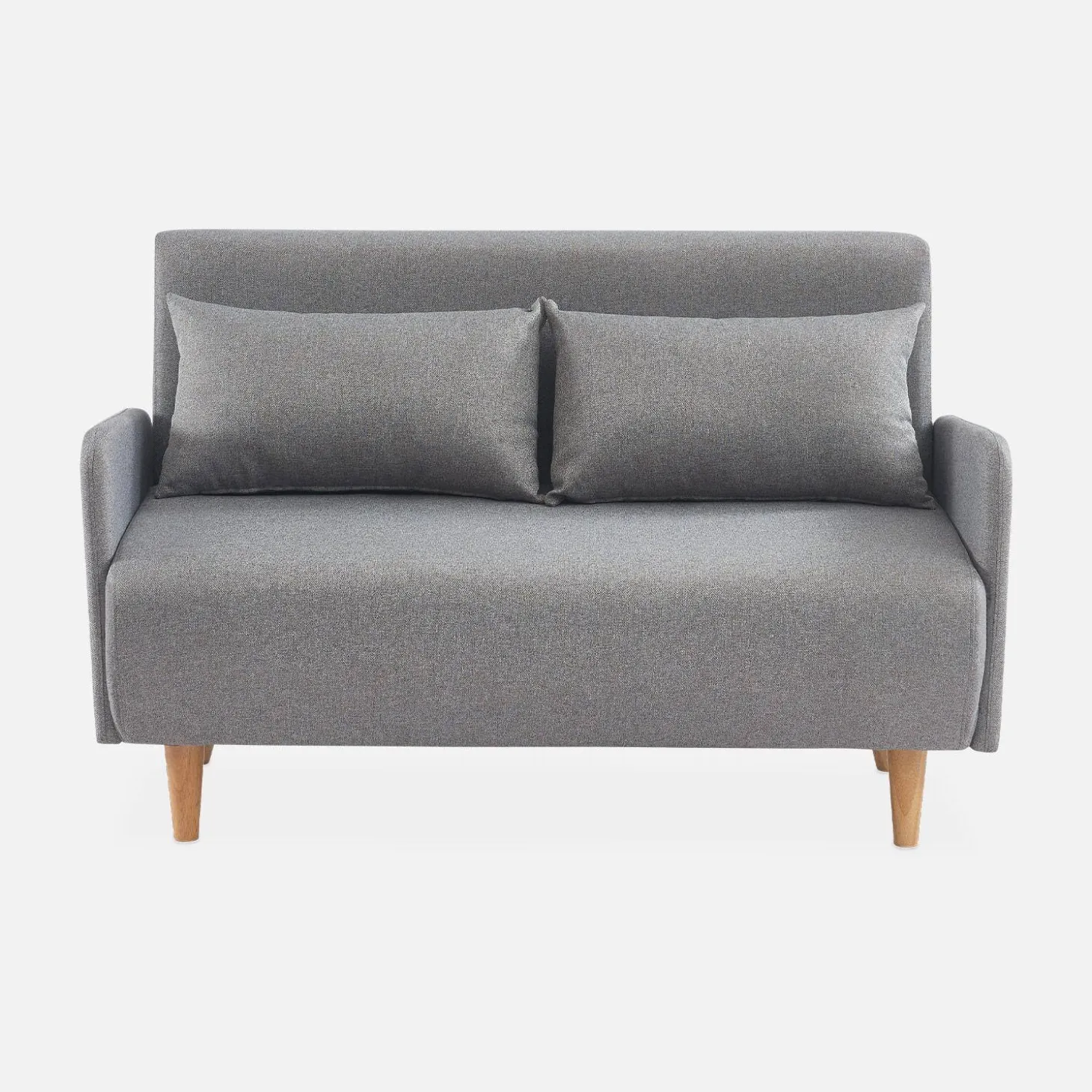 Sofá cama con patas de madera de 2 plazas