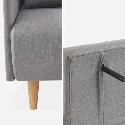 Sofá cama con patas de madera de 2 plazas