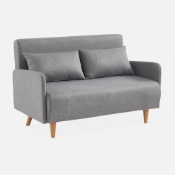 Sofá cama con patas de madera de 2 plazas