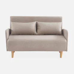 Sofá cama con patas de madera de 2 plazas