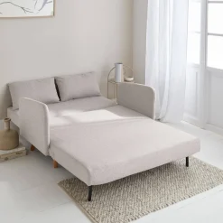 Sofá cama con patas de madera de 2 plazas