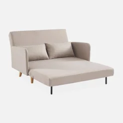 Sofá cama con patas de madera de 2 plazas
