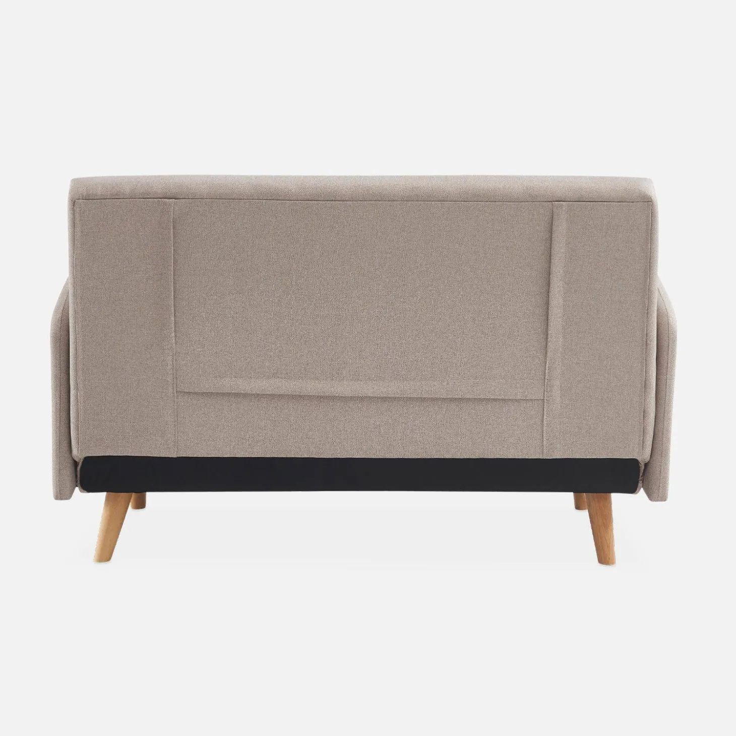 Sofá cama con patas de madera de 2 plazas
