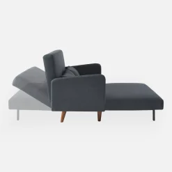 Sofá cama con patas de madera de 2 plazas