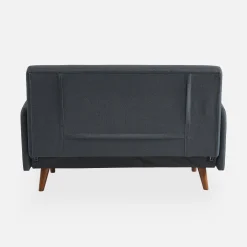 Sofá cama con patas de madera de 2 plazas