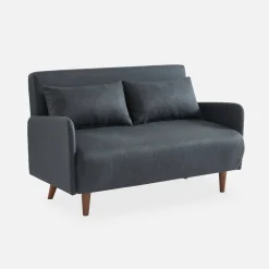 Sofá cama con patas de madera de 2 plazas