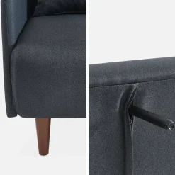 Sofá cama con patas de madera de 2 plazas