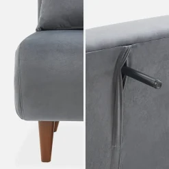 Sofá cama con patas de madera, 2 plazas
