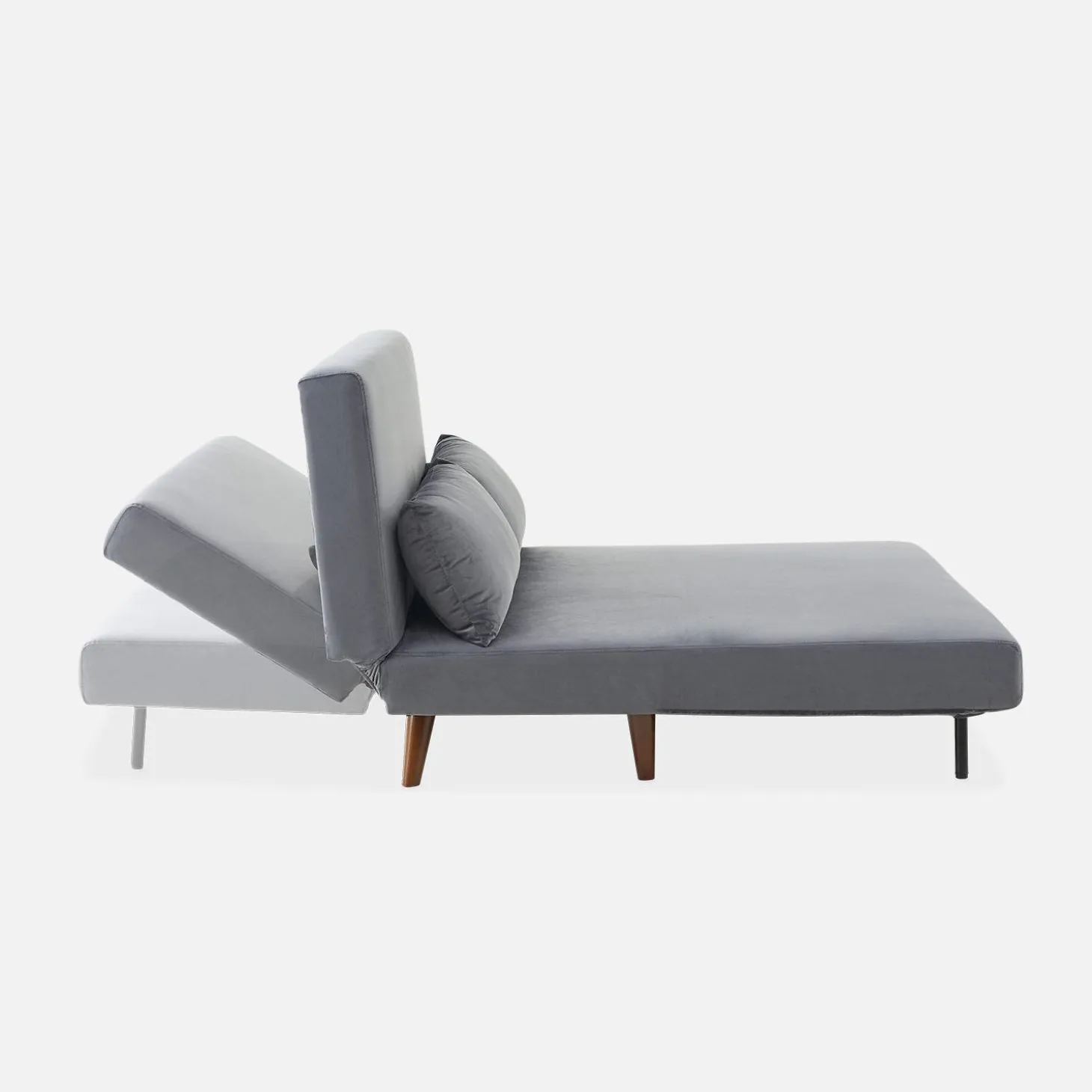 Sofá cama con patas de madera, 2 plazas