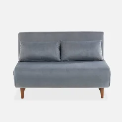 Sofá cama con patas de madera, 2 plazas
