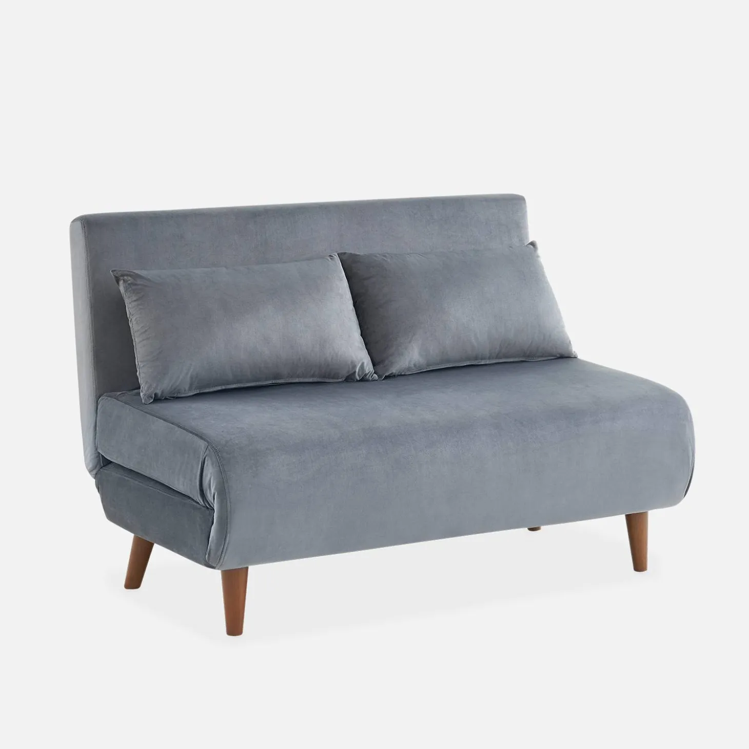 Sofá cama con patas de madera, 2 plazas