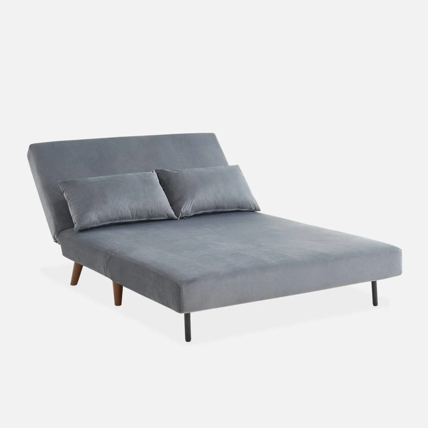 Sofá cama con patas de madera, 2 plazas
