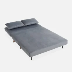 Sofá cama con patas de madera, 2 plazas