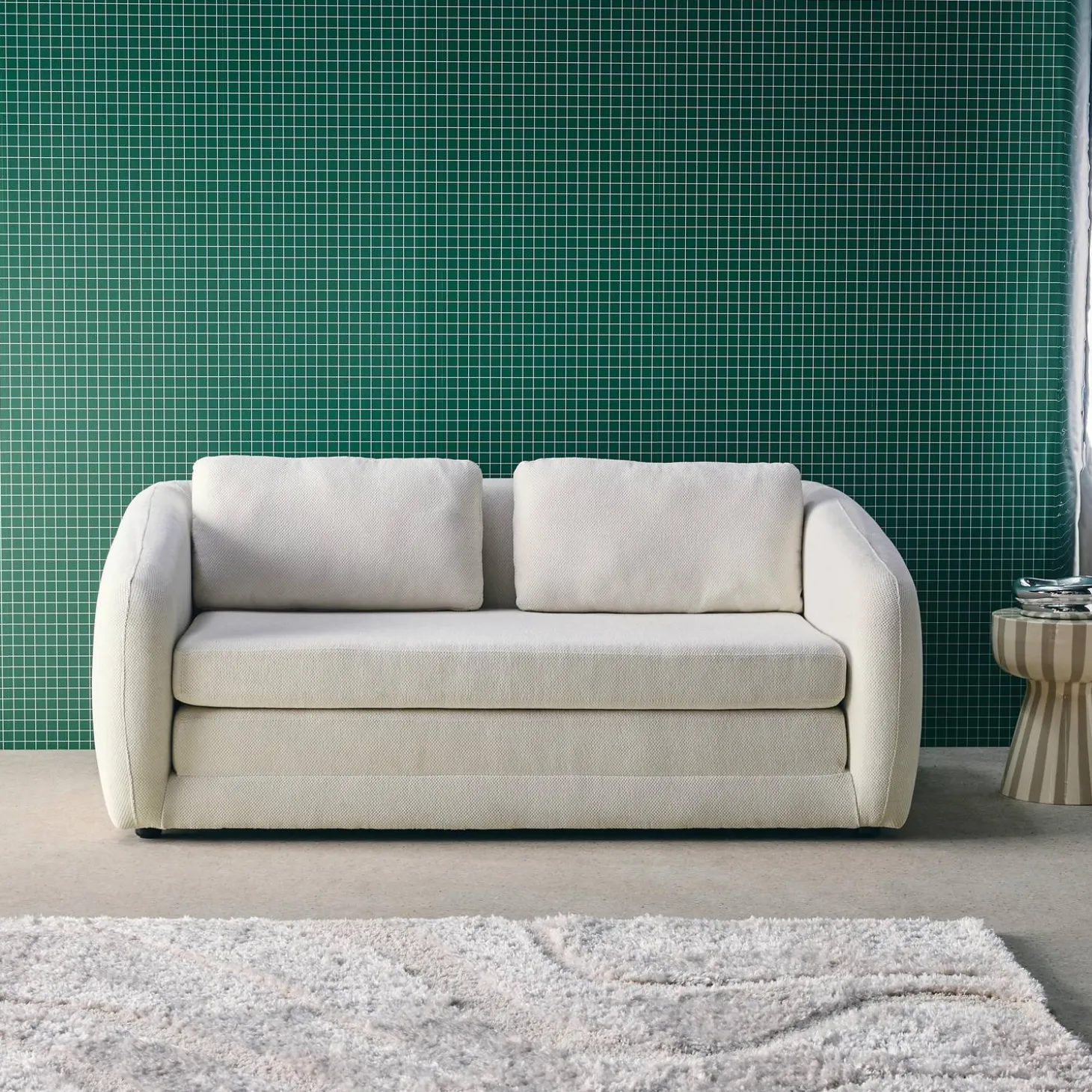 Sofá cama convertible con tejido chenilla, 2 plazas
