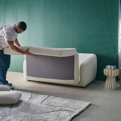 Sofá cama convertible con tejido chenilla, 2 plazas