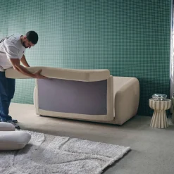Sofá cama convertible con tejido chenilla, 2 plazas