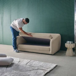 Sofá cama convertible con tejido chenilla, 2 plazas
