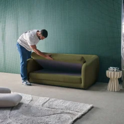 Sofá cama convertible con tejido chenilla, 2 plazas