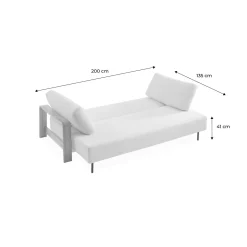 Sofá cama de 3 plazas con reposabrazos de madera
