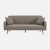 Sofá cama de 2-3 plazas de tela, patas de madera de hevea