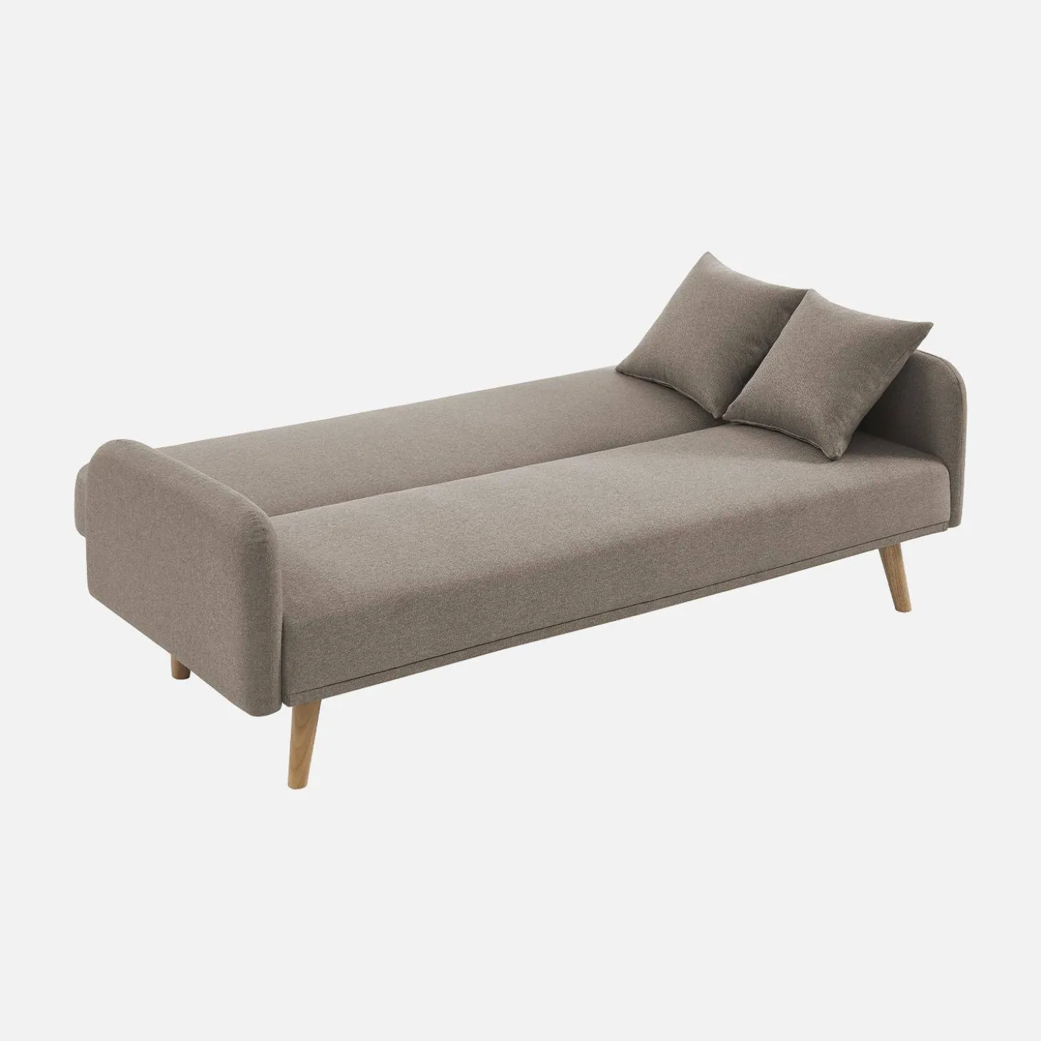 Sofá cama de 2-3 plazas de tela, patas de madera de hevea
